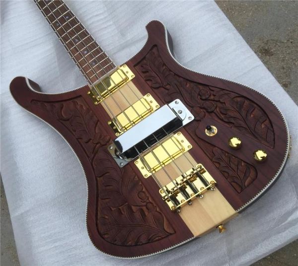 Custom Shop 4-струнная бас-гитара с резьбой, электрогитара, бас-гитара, золотое оборудование, высококачественная гитара gihaiy4731902