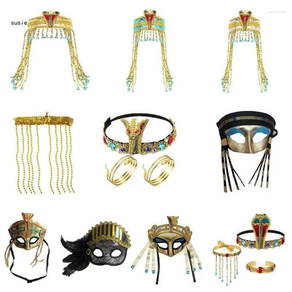 Articoli per feste X7YA Copricapo cosplay dorato Fascia per capelli Costume gotico Accessori per capelli Cerchio Serpente egiziano