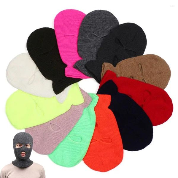 Bisiklet Kapakları Taktik Şapka 3 Delikler Örme Kış Kapağı Balaclava Balaclava Sıcak Nefes Maskeleri Kaput Beanie Binicilik Boyun Koruma