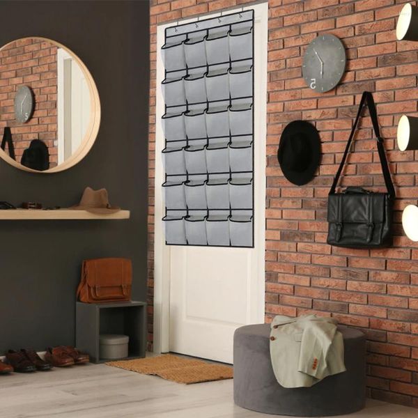 Aufbewahrungsboxen 24 Taschen Wandbeutel Vlies Hanging Schuh Organizer Rack hinter Türen klare Aussicht Pocket Room Schuhe Pantoffeln