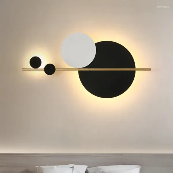 Lâmpadas de parede Preto Metal Ferro Paulareisdoor Home Decor Sala de estar Fundo Lighwatchorative LED Moon Wstraights para