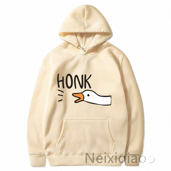 artı beden hk kaz basılı gevşek kapüşonlu kawaii sonbahar kış ördek harajuku kadın erkekler sweatshirt sevimli büyük kıyafetler kazak c607#