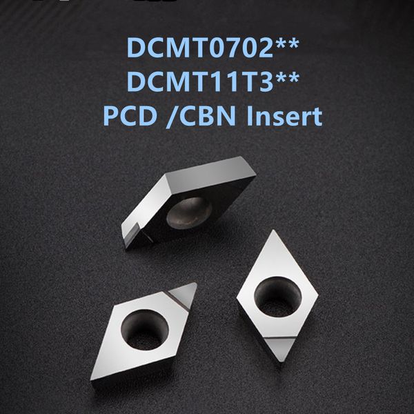 PCD CBN Inserir CNC CORTE CUTADO DCMT070202 DCMT070204 DCMT11T302 DCMT11T304 DCMT11T308 Turnagem de aço de alumínio