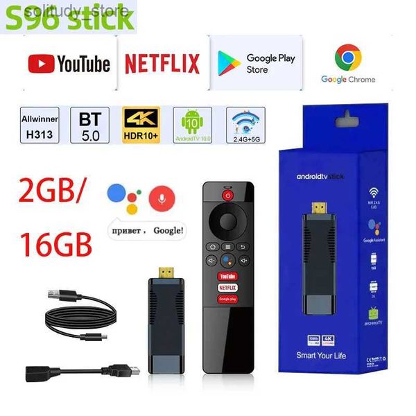 Телевизионная приставка Smart TV Stick S96 Stick 2 ГБ + 16 ГБ Android TV Box AllWinner H313 2,4G/5G WiFi Android 10.0 Верхняя приставка Bluetooth Голосовой пульт дистанционного управления Q240330