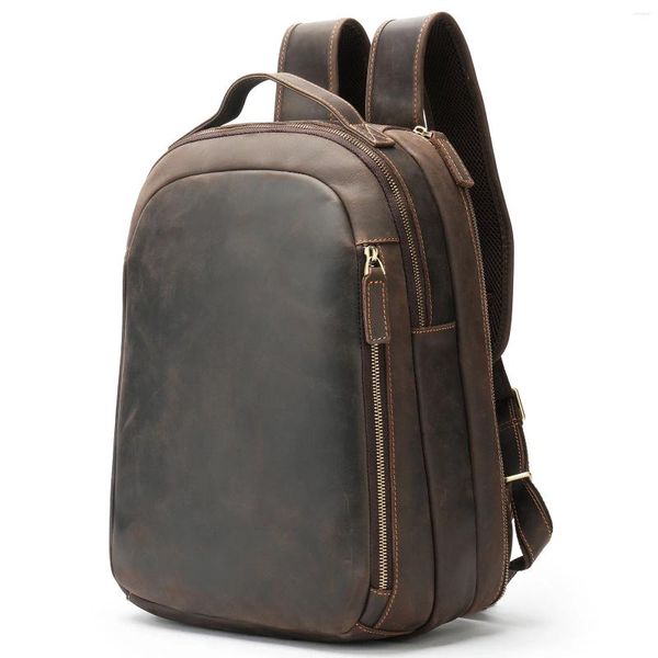 Рюкзак поступление, мужская школьная сумка в стиле ретро, кожаная мужская компьютерная сумка Crazy Horse, многофункциональная, из натуральной воловьей кожи