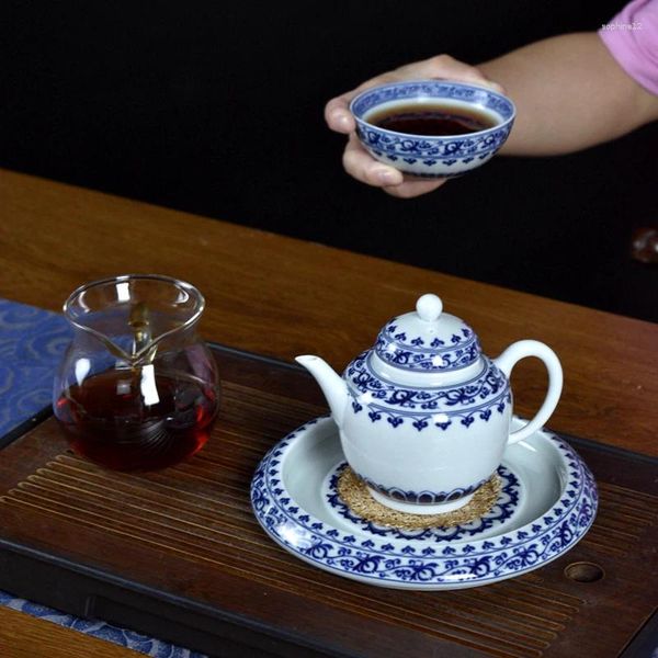 Teegeschirr Sets Jingdezhen Keramik Unterglasur Blau Und Weiß Teekanne Schatz Muster Koshi Topf Einzelnen Tee-Set Chinesischen