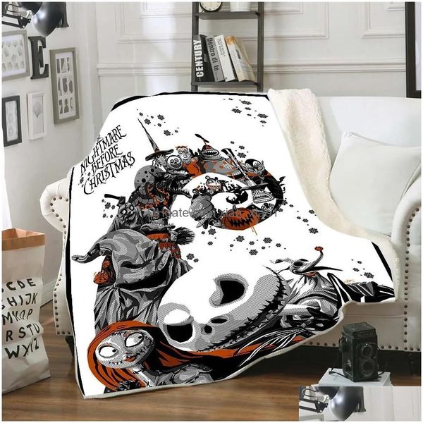 Decken Nightmare Before Christmas Premium Überwurfdecke Print On Demand Dekoratives Sherpa für Sofa Geschenk Diy Lj201127 Drop Delivery Dhcns