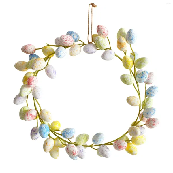 Fiori decorativi 36 cm Corona di uova di Pasqua Decorazione creativa 2024 Adesivi floreali regalo da parete