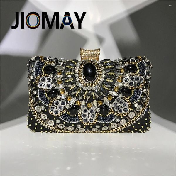 Cordão JIOMAY Flor Diamante Luxo Designer Bolsas Estilo Brilhante E Luxuoso Saco Quadrado Bolsa Modelos Ombro Mensageiro