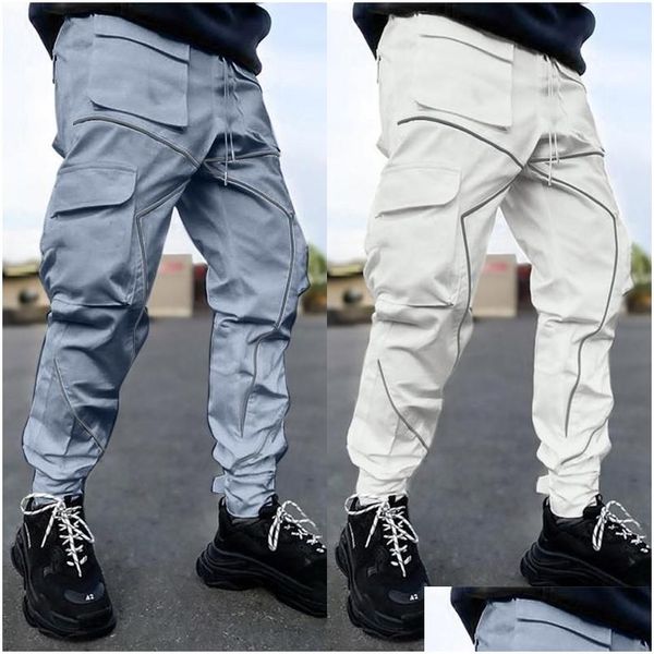 Calças masculinas casual relaxado ajuste esportes criança 4 carga hip hop techwear harem pant jogger sweatpants withmens entrega de gota vestuário coágulo dhuhr