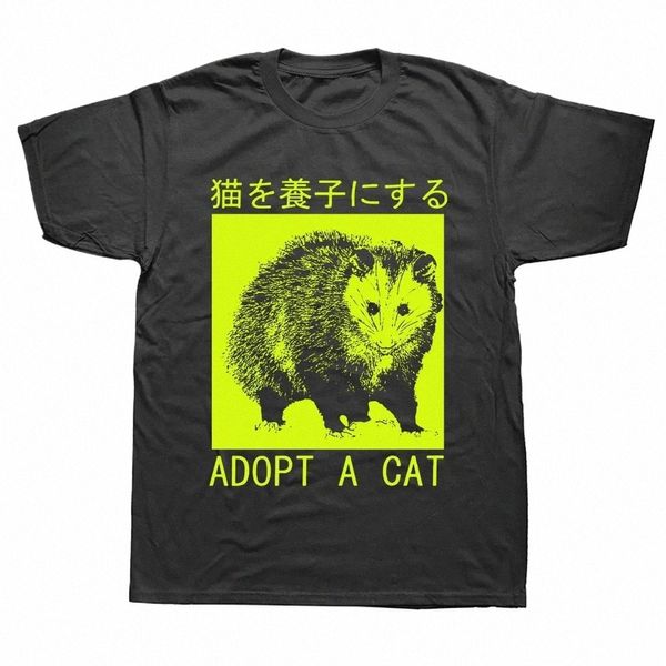 Adoptieren Sie eine Katze Opossum Japanische T-Shirts Graphic Cott Kurzarm Geburtstagsgeschenke Stil T-Shirt Herren Plus Size Frauen j7o8 #