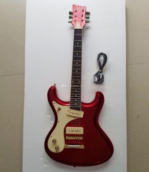 Yeni Nadir Mosrite Ventures Gitar Sol Sol Sol 2001 VM02 40. Yıldönümü Metalik Kırmızı Elektro Gitar P90 Pikaplar Beyaz Mop 9176718