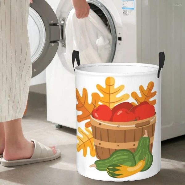 Sacos de lavanderia Apple Basket Circular Hamper Armazenamento Impermeável Salas de estar Brinquedos
