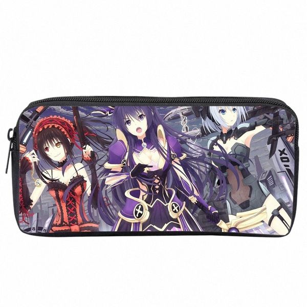 Anime Date a Live Pencil Case Crianças Estudante Carto Pencil Bag Adolescente Zipper Bolsa Mulheres Meninas Makeup Bag S6mj #