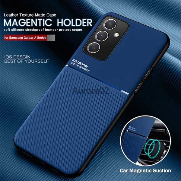 Samsung Galaxy A34 için Cep Telefonu Kılıfları 5G Case Araç Manyetik Tutucu Deri Kapak Samung A14 A54 A 14 34 54 2023 Silikon Şok geçirmez Coque YQ240330