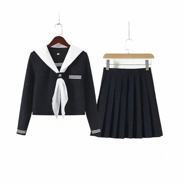 Japanische Fi JK Schuluniform für Mädchen Süße Navy Sailor Dr und Faltenrock Koreanische Uniform Sets Anime Cosplay Kostüm 2071#