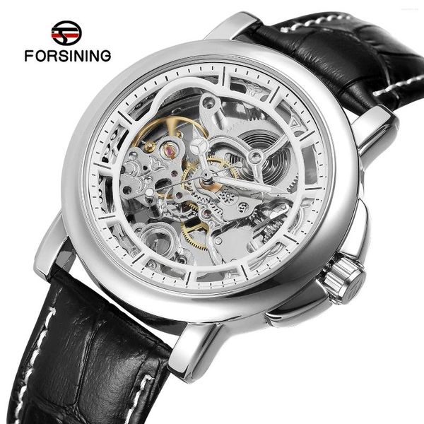 Orologi da polso Moda Forsining Top Brand Scheletro luminoso movimento automatico Business Orologi da polso impermeabili con cintura in vera pelle