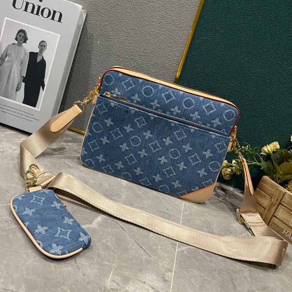 M69443 3 in 1 Borse da uomo Borse Borsa di lusso Designer Denim Shouder Crossbody Messenger Borsa da viaggio da donna Borsa a tracolla con borsa per monete 25 cm