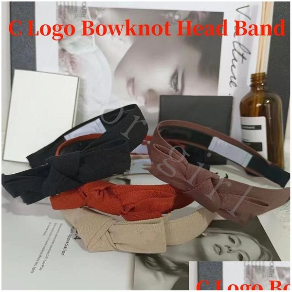 Head Band yeni tasarımcı saç bandı kız pamuklu malzeme bowknot tarzı klasik aksesuarlar dekorasyon c logo 44 renkli deri lüks b otdw4