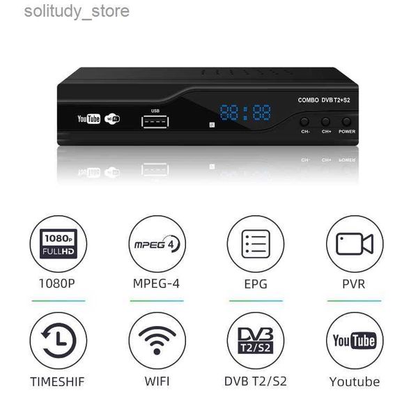 Set-Top-Box Satelliten-TV-Receiver DVB S2+T2 Kombi-TV-Receiver Set-Top-Box unterstützt HD 1080P USB WIFI Q240330