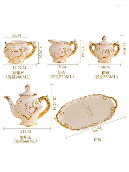 Canecas Estilo Europeu Teaware Set Cerâmica Copo De Café Britânico Com Bandeja