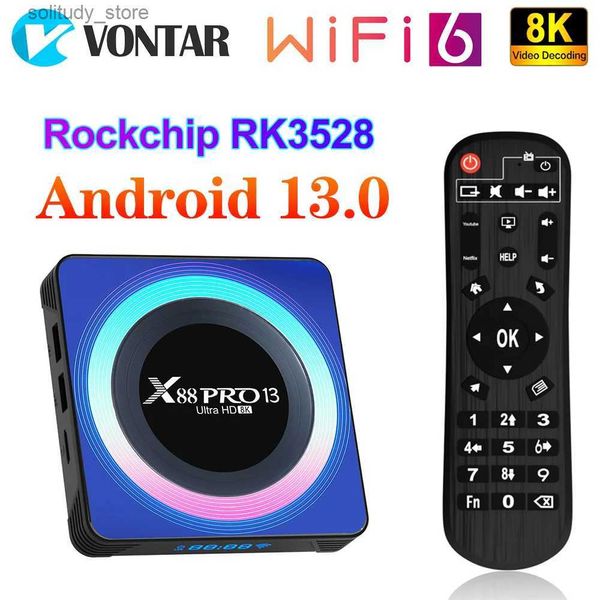 Set Top Box X88 Pro 13 TV box Android 13.0 Rockchip RK3528 quad core 64 bits Cortex-A53 suporta decodificação de vídeo 8K Wifi6 BT5.0 set-top box Q240330