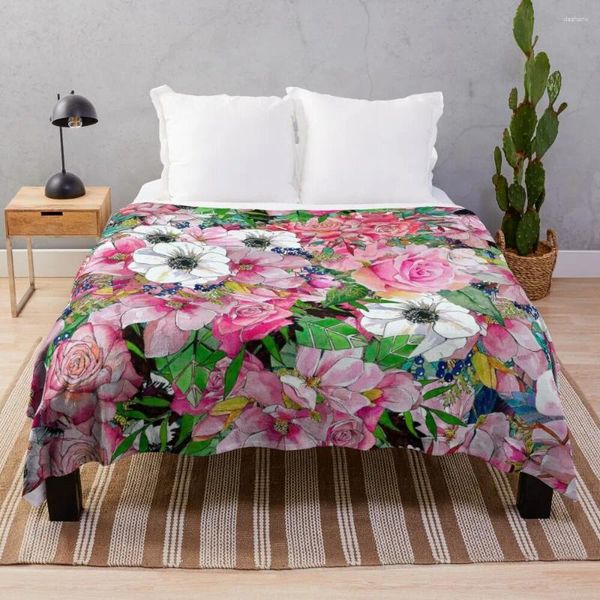 Battaniyeler boho çiçekler desen fırlatma battaniye dekoratif yatak