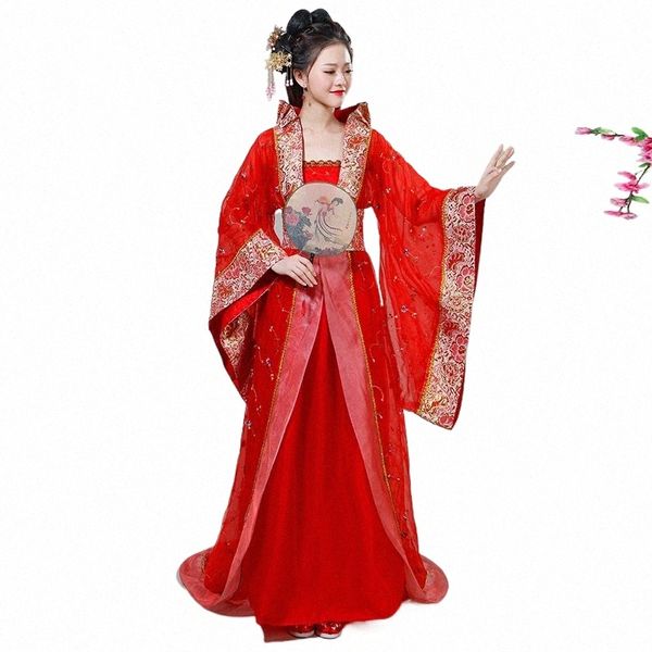Chinesische Frauen Antike Kostüm Fee Dame Cosplay Dr Trailing Tang Dynasty durchführen Princ Kleidung Tanz Kostüme Q4zB #