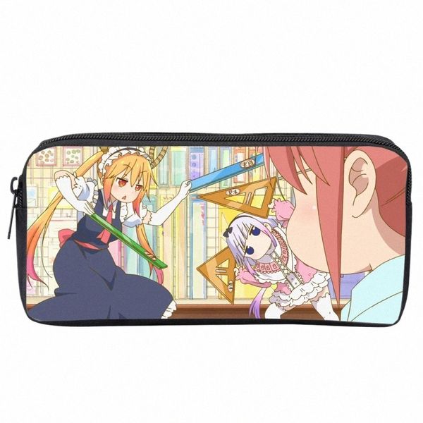 Anime Miss Kobayi's Drag Maid Astuccio per bambini Borsa per matita per studenti Adolescente Borsa con cerniera Borsa per trucco per ragazze da donna O542 #