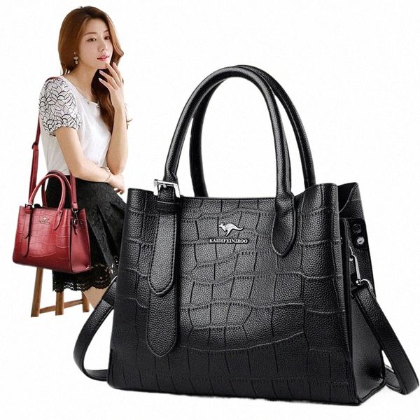 Borsa a tracolla da donna in pelle di canguro Borsa menger modello coccodrillo europeo e americano Vera pelle di vacchetta Borsa donna di lusso o0n1 #