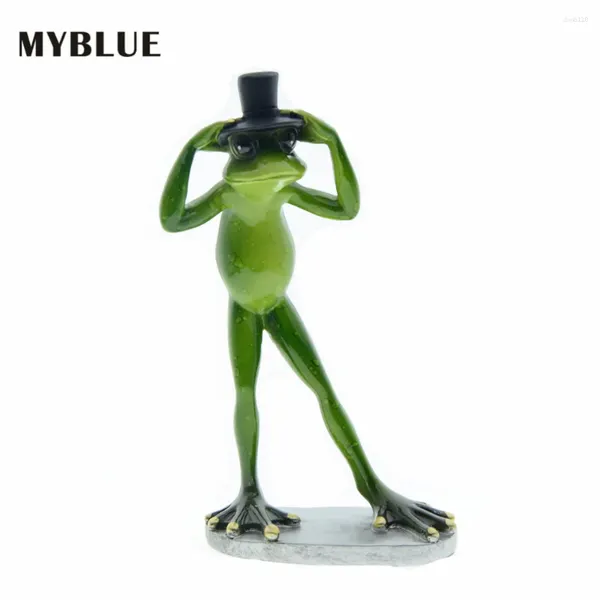 Dekorative Figuren MYBLUE Home Room Schreibtisch Dekor Frosch Magier Skulptur Statue Harz Handwerk Nordic Kawaii