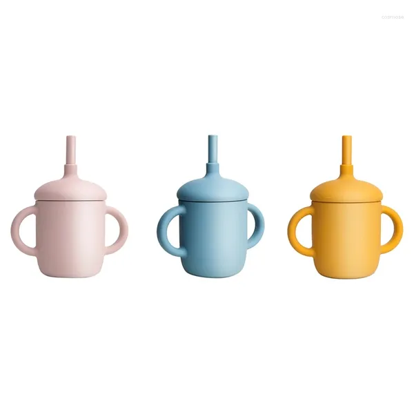 Tazze usa e getta Cannucce Silicone Sippy Trainer Cannuccia per neonati e bambini con 2 manici senza BPA