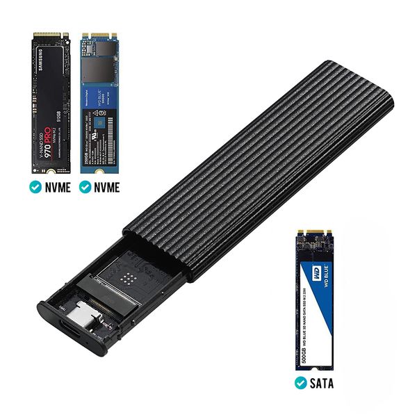 M2 NVME/NGFF SATA SSD-Fall Dual-Protokoll 10Gbit/s HDD-Box M.2 NVMe SSD zu USB 3.1 SSD-Gehäuse Typ-A zu Typ-C-Kabel für M.2 SSD
