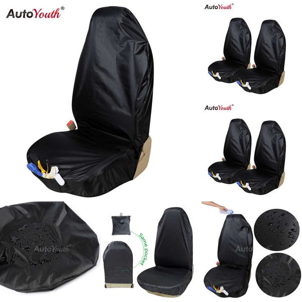 Aggiorna AUTOYOUTH Copertura impermeabile 2 pezzi Protezione per sedile anteriore con borsa organizer Accessorio interno per auto universale