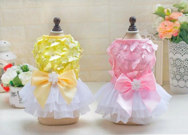 Vestuário para cães primavera verão borboleta decoração pet cães vestido legal para roupas de cachorrinho pequeno