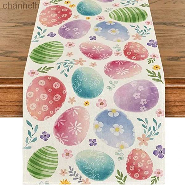 Corredor de mesa marrom aquarela ovo de páscoa sazonal primavera férias cômoda fazenda cozinha decoração casa festa decoração yq240330