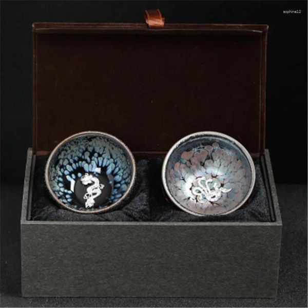 Set da tè in scala di drago in argento intarsiato tazza da tè in ceramica tornita teaset piccola teiera in porcellana accessori per tazze da tè bicchieri