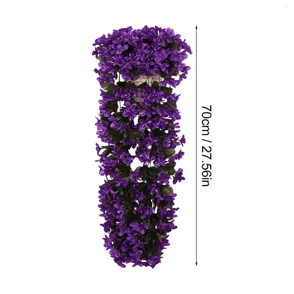 Flores decorativas cesta de suspensão orquídea vivids parede glicínias violeta ramo vaso enchimento artificial para ao ar livre