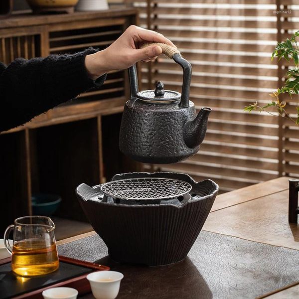 Conjuntos de chá japonês cerimônia de chá stoare fogão a carvão carbono fogo churrasco antigo fogão ao ar livre conjunto de bule
