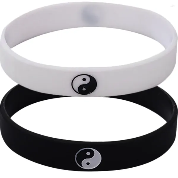 Suporte de pulso 2 Pcs Tai Chi Pulseira Homens Pulseiras de Silicone Yin Yang Mulheres Borracha Estilo Chinês Sílica Gel