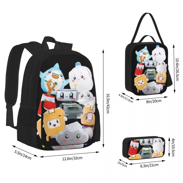 Bolsas Rocky LankyBox Box Backpacks Boy Girl Bookbag Children School School Cartoon Kids Rucksack Lunchag Bag Pen Bag Set