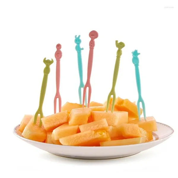 Falhe de talheres descartáveis 50 peças Pick Fruit Picks formas fofas Palinhas de dente garfos material plástico para alimentos