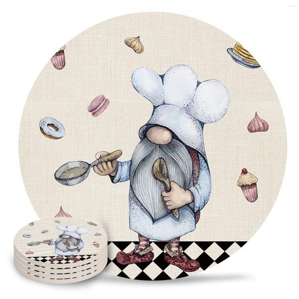 Tappetini da tavolo Midget Cook Dessert Set in ceramica Tovaglietta rotonda da cucina Decorazioni di lusso Sottobicchieri per tazze da tè e caffè