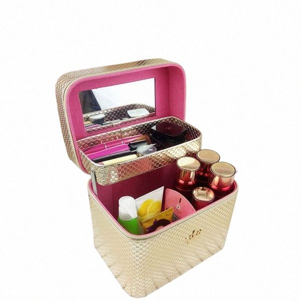 nuova custodia per trucco professionale in pelle Crown Custodia per bellezza di grande capacità Custodia per pennelli portatile Custodia per cosmetici Bolso Mujer f229 #