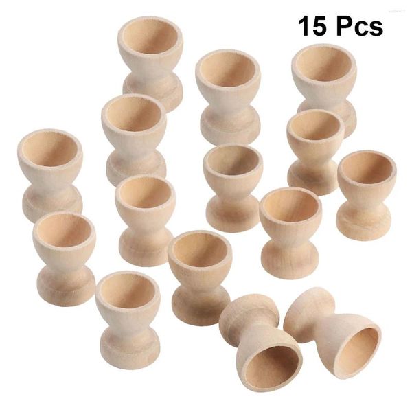 Set di stoviglie da 15 pezzi Porta di uova giocattolo di legno Decorazioni primaverili Crafts Stands Toys Toys Tool Toy per fai -da -te