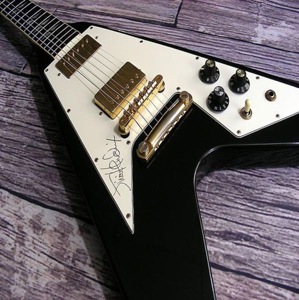 Chitarra elettrica personalizzata Jimihendrix Hall of Fame Black Flying V Electric Guitar7176199