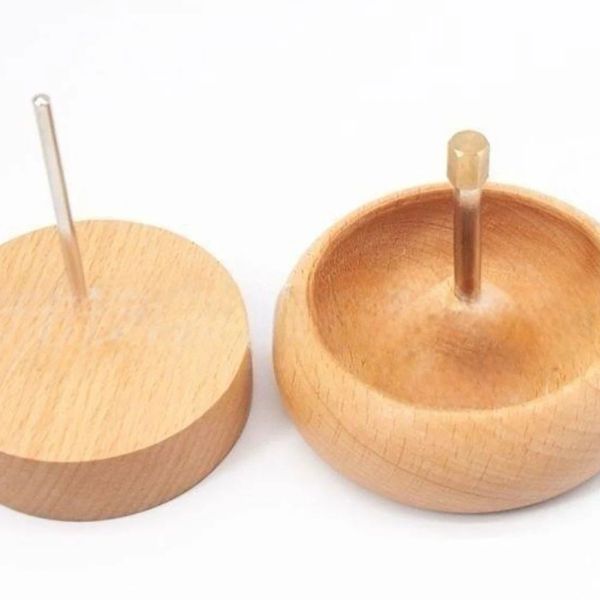 Spinner per tallone in legno con 2 aghi curvi che gira ciotola per perline braccialetti fai -da -te che producono strumenti per perle