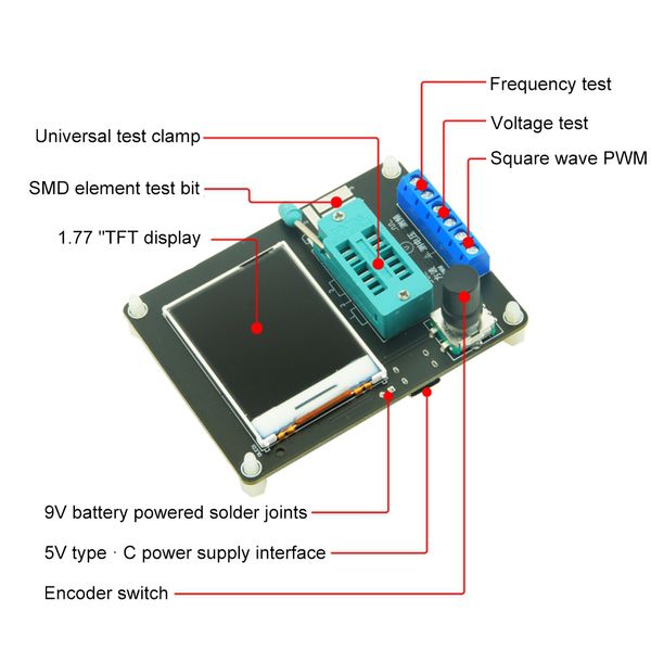 GM328A Transistor Diodenprüfer LCR -Kapazitäts -ESR -Spannungsfrequenz LCD -Meter PWM Quadratwellen -Signalgenerator Elektronische Kits