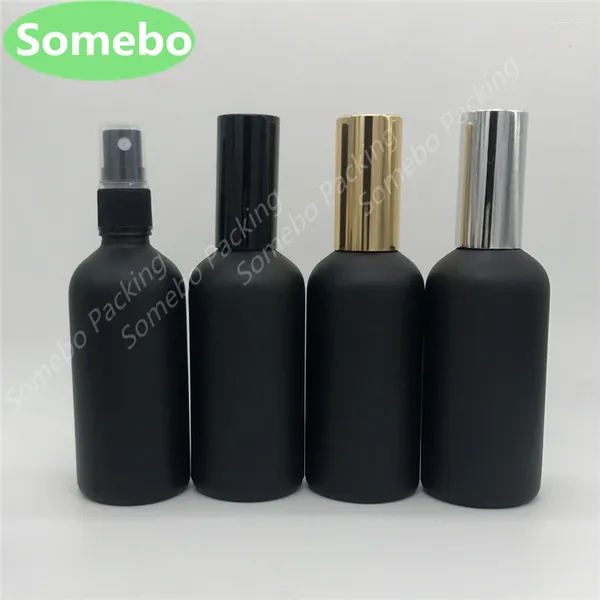Bottiglie di stoccaggio Flacone spray vuoto in vetro nero opaco da 500 x 100 ml con nebulizzatori fini per olio essenziale
