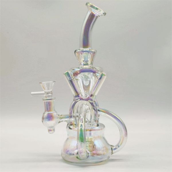 2024 Heady Glass Neo Fab Rainbow Tinted Luxery 9 Zoll große Glasbongs Wasserpfeife Bong Tabakrauchrohr 14 mm Schüssel Dab Rig Recycler Bubbler Pipes